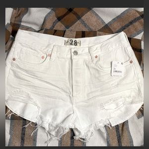 NWT free people sz 28 white jean frayed shorts